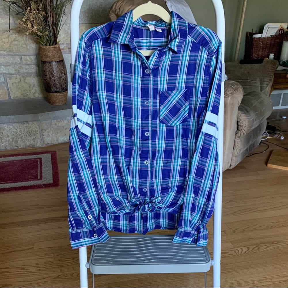 Girls SO Button Down Plaid Top